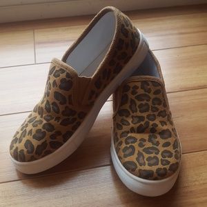 Leopard print slip ons